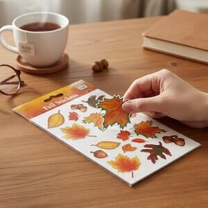Vintage Beistle Creation Thanksgiving Stickers 3 Sheets Fall Leaves Acrons